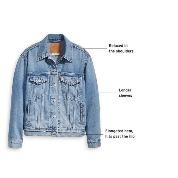 Levi's NWT Sz S Wild West Medium Wash Ex-Boyfriend Trucker Denim Jean Jacket - Picture 2 of 14